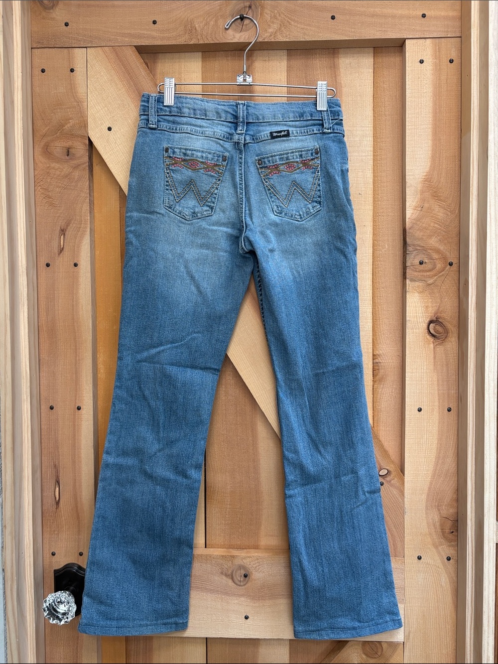 Wrangler Blue Kids Embroidered Back-Pocket Jeans